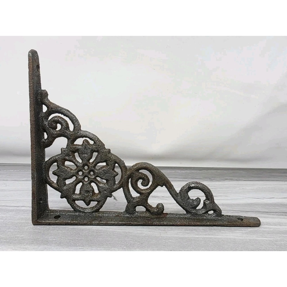 Antique Shelf Brace Wall Bracket Cast Iron Bracket 6.5"x 4.5 Ornate Rustic Plant